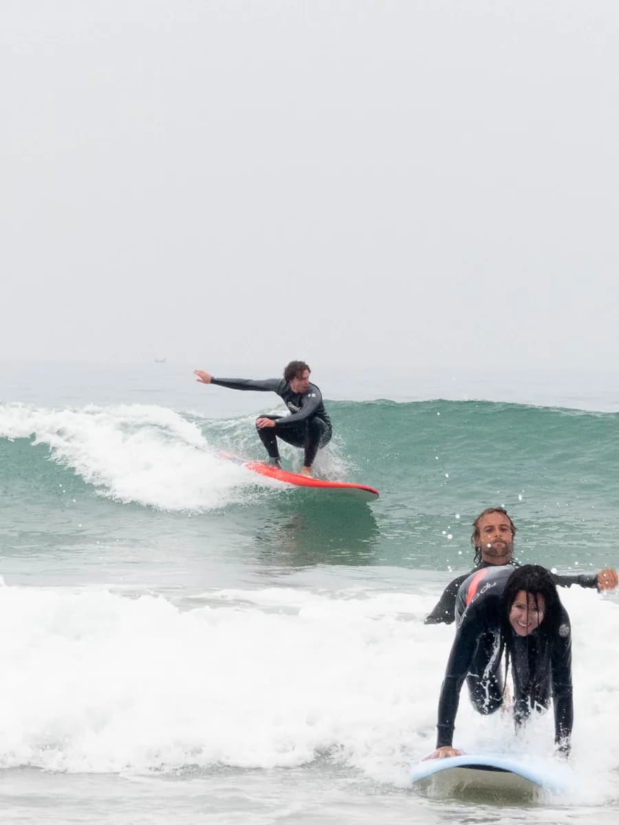 Surfer turning down the line in Taghazout bay